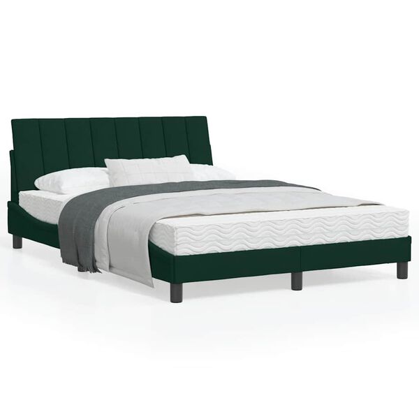vidaXL Lit avec matelas Hanko vert fonc&eacute; 120x200 cm velours
