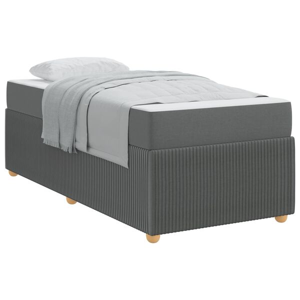 vidaXL Cadre de lit avec matelas Gris fonc&eacute; 100 x 200 cm tissu