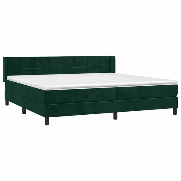 vidaXL Sommier &agrave; lattes de lit et matelas Vert fonc&eacute; 200x200cm Velours