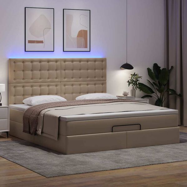 vidaXL Cadre de lit ottoman et matelas cappuccino 180x200cm similicuir
