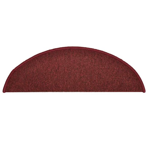 vidaXL Tapis d'escalier 30 pi&egrave;ces 56 x 17 x 3 cm Bordeaux Demi-rond