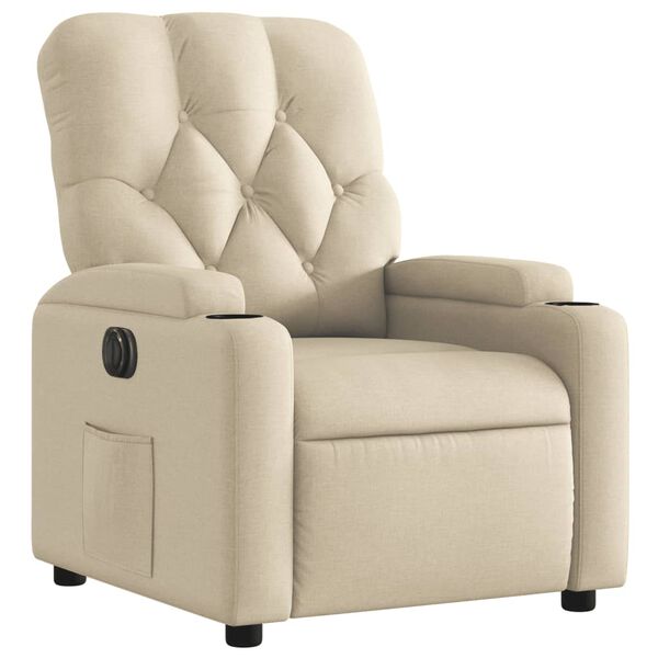 vidaXL Fauteuil inclinable &eacute;lectrique Cr&egrave;me Tissu