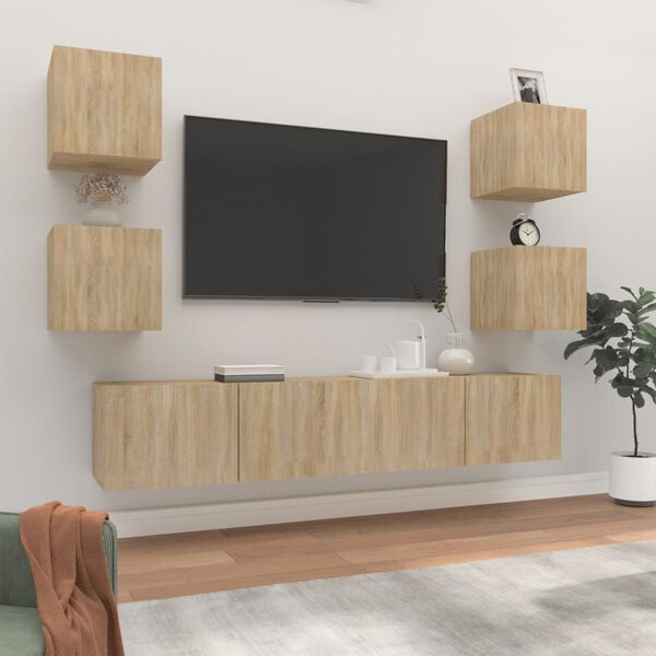 vidaXL Ensemble de meubles TV 6 pcs Ch&ecirc;ne sonoma Bois d'ing&eacute;nierie