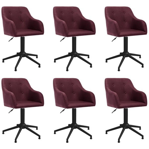 vidaXL Chaises pivotantes &agrave; manger lot de 6 violet tissu