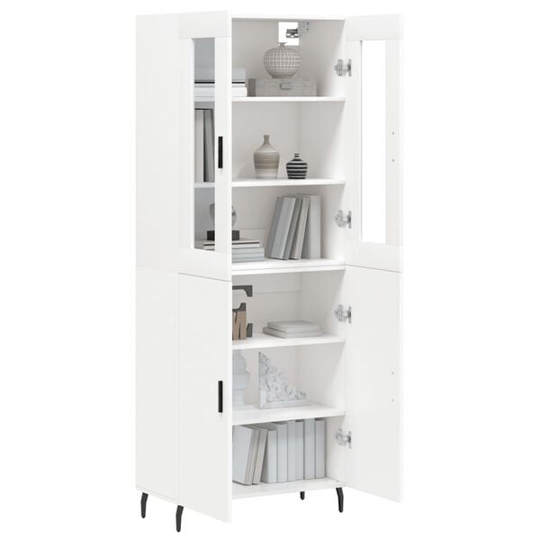 vidaXL Buffet haut Blanc 69,5x34x180 cm Bois d'ing&eacute;nierie