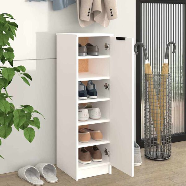 vidaXL Armoire &agrave; chaussures Blanc 30x35x100 cm Bois d'ing&eacute;nierie