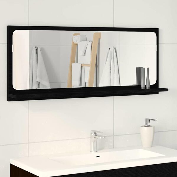vidaXL &Eacute;tag&egrave;re Miroir Ch&ecirc;ne noir 90 x 10,5 x 37 cm Bois d'ing&eacute;nierie