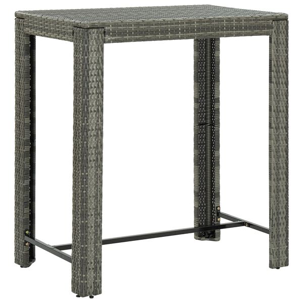 vidaXL Table de bar de jardin Gris 100x60,5x110,5 cm Résine tressée