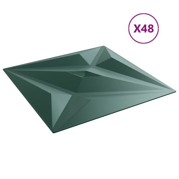 vidaXL Panneaux muraux 48 pcs vert 50x50 cm XPS 12 m&sup2; &eacute;toile