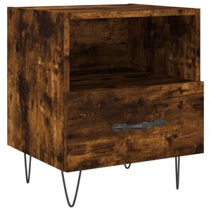 vidaXL Table de chevet ch&ecirc;ne fum&eacute; 40x35x47,5 cm bois d&rsquo;ing&eacute;nierie
