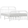 vidaXL Cadre de lit m&eacute;tal sans matelas et pied de lit blanc 140x190 cm