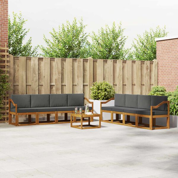 vidaXL Ensemble de canap&eacute;s d'ext&eacute;rieur 9 pcs Naturel et Anthracite