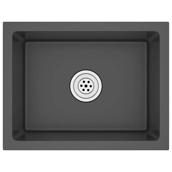 vidaXL Évier de cuisine fait main Noir Acier inoxydable