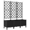 vidaXL Bac de jardin avec treillis et roues 3 pc Noir PP