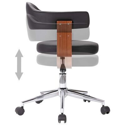 vidaXL Chaise pivotante de bureau Noir Bois courbé et similicuir