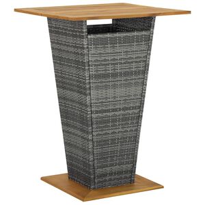 vidaXL Table de bar Gris 80x80x110 cm R&eacute;sine tress&eacute;e et bois d'acacia
