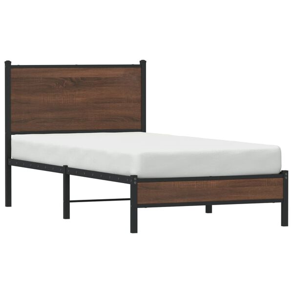 vidaXL Cadre de lit en métal sans matelas chêne marron 75x190 cm
