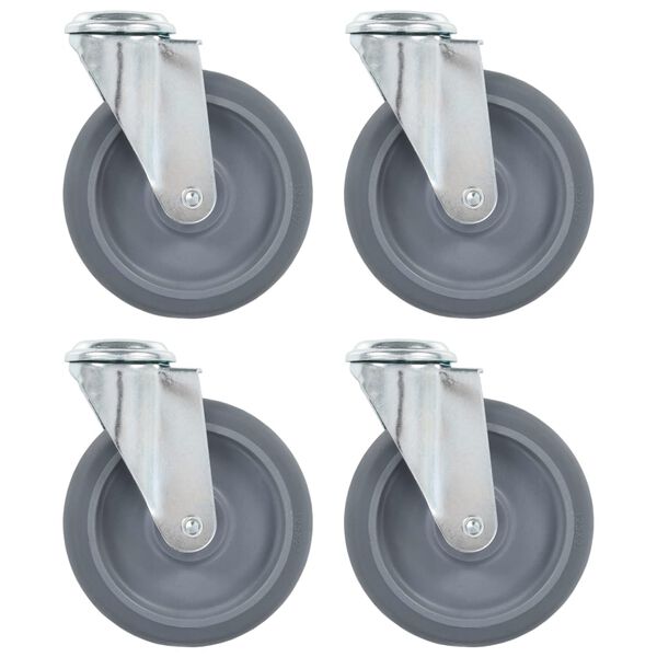 vidaXL 4 pcs Roulettes pivotantes &agrave; trou de boulon 125 mm