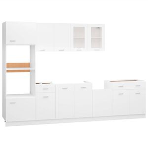 vidaXL Ensemble de 7 meubles de cuisine "Lyon" en bois d'ing&eacute;nierie blanc