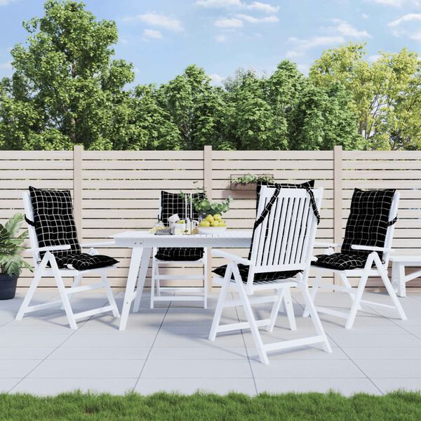 vidaXL Coussins de chaise &agrave; dossier haut lot de 4 motif carreaux noir