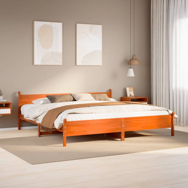 vidaXL Cadre de lit sans matelas cire marron 180x200cm bois pin massif