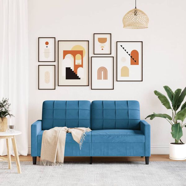 vidaXL Canap&eacute; &agrave; 2 places Bleu 140 cm Velours