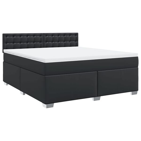 vidaXL Sommier &agrave; lattes de lit avec matelas Noir 180x200 cm Similicuir