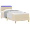 vidaXL Lit &agrave; ressort LED avec matelas avec LED Cr&egrave;me 90 x 200 cm tissu