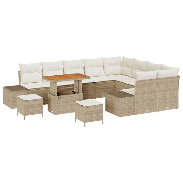 vidaXL Ensemble de canap&eacute; de jardin 12 pcs Beige Poly rotin