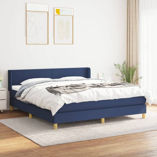 vidaXL Sommier &agrave; lattes de lit avec matelas Bleu 180x200 cm Tissu