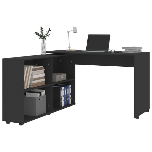 vidaXL Bureau d'angle Noir Bois d'ing&eacute;nierie