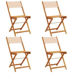 vidaXL Chaises pliantes 4 pi&egrave;ces Tissu beige et bois massif