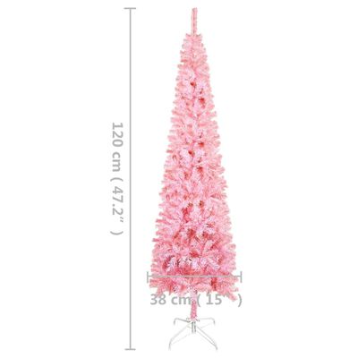 vidaXL Arbre de Noël mince pré-éclairé rose 120 cm