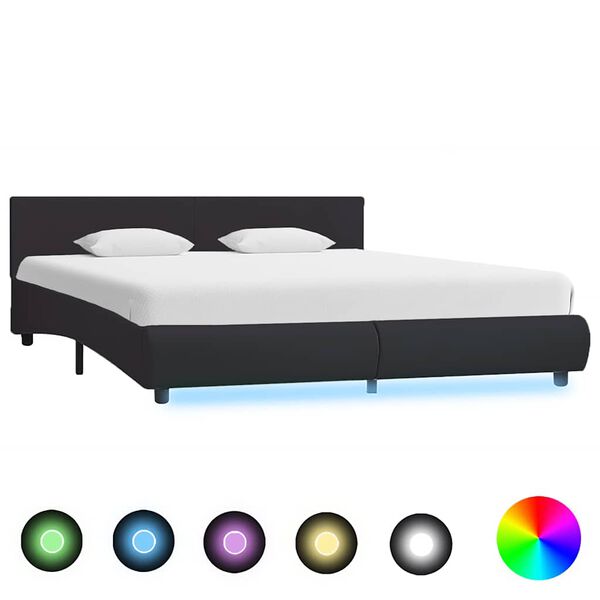 vidaXL Cadre de lit avec LED sans matelas noir 160x200 cm