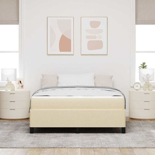vidaXL Lit &agrave; ressorts avec matelas Cr&egrave;me 140 x 190 cm tissu