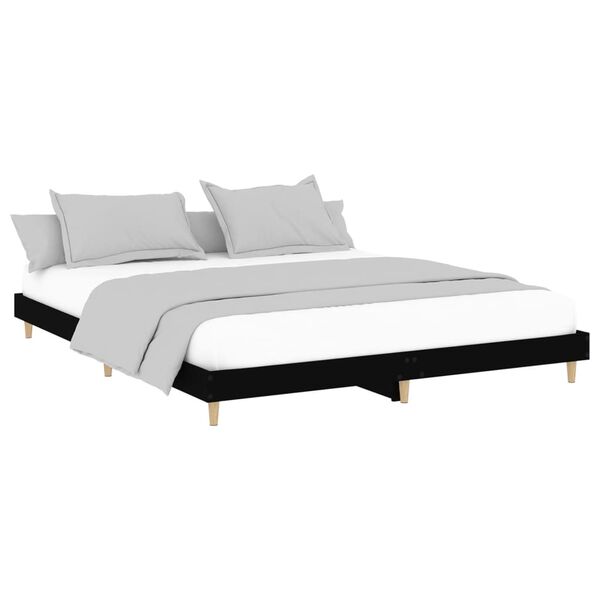vidaXL Cadre de lit sans matelas noir 180x200 cm bois d'ing&eacute;nierie