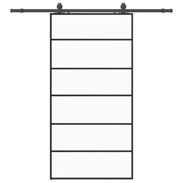 vidaXL Porte coulissante kit de quincaillerie noir 102x205cm verre ESG