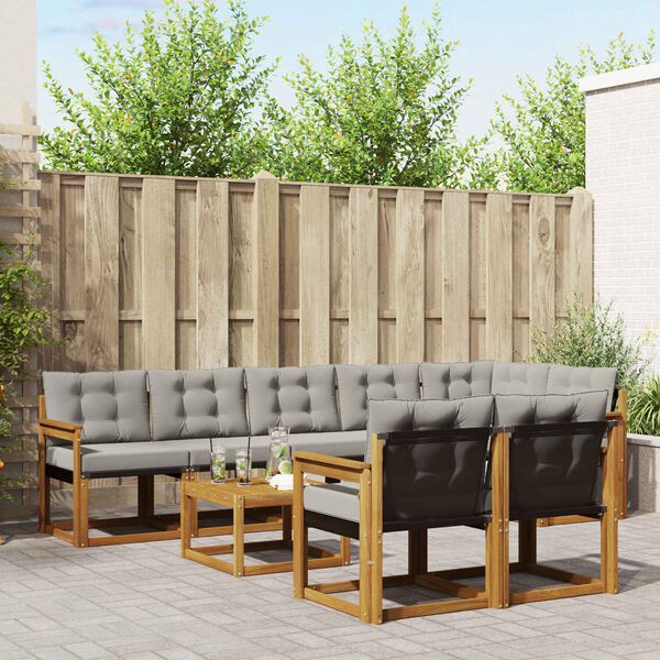 vidaXL Ensemble de canap&eacute;s d'ext&eacute;rieur 9 pcs Gris Naturel et Clair