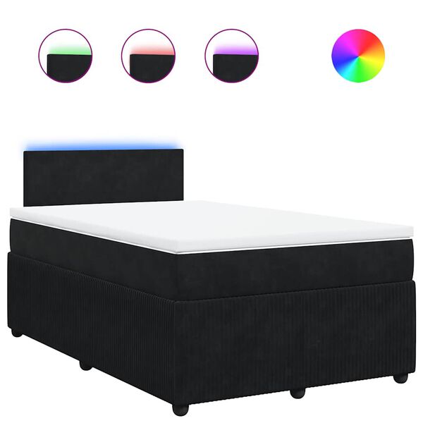 vidaXL Sommier &agrave; lattes de lit avec matelas Noir 120x200 cm Velours