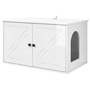 vidaXL Maison pour chat Blanc Brillant 85 x 55 x 50 cm