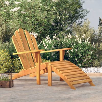 vidaXL Chaise de jardin Adirondack et repose-pieds bois de teck solide