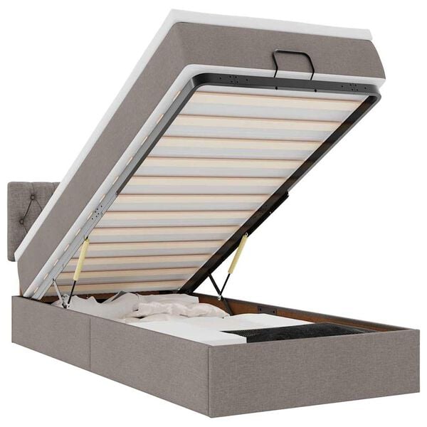 vidaXL Lit ottoman avec matelas taupe 100x200 cm tissu