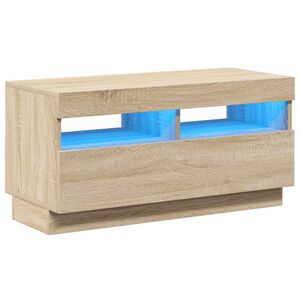 vidaXL Meuble TV avec lumi&egrave;res LED ch&ecirc;ne sonoma 80x35x40 cm