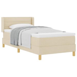 vidaXL Lit &agrave; ressorts avec matelas Cr&egrave;me 200 x 90 cm Polyester