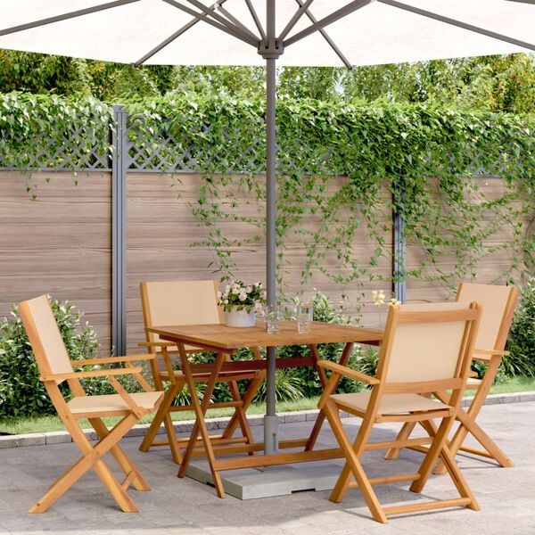 vidaXL Ensemble &agrave; manger de jardin 5 pcs beige tissu et bois massif