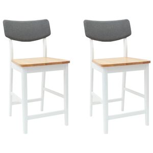 vidaXL Chaises de salle &agrave; manger 2 pc Bois de Caoutchouc Massif Blanc