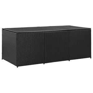 vidaXL Bo&icirc;te de rangement de jardin R&eacute;sine tress&eacute;e 180x90x70 cm Noir