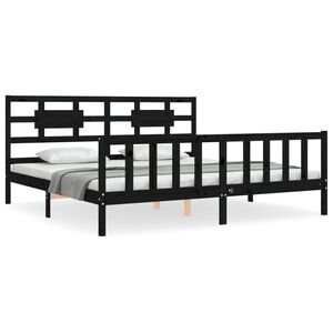 vidaXL Cadre de lit sans matelas noir 200x200 cm bois massif de pin
