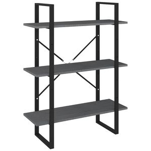 vidaXL Biblioth&egrave;que &agrave; 3 niveaux Gris 80x30x105 cm Bois de pin massif