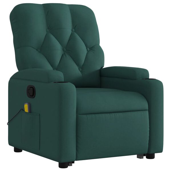 vidaXL Fauteuil inclinable de massage Vert fonc&eacute; Tissu